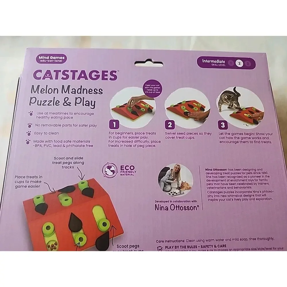 Catstages Melon Madness Puzzle Play Interactive Food Puzzle 12 Treat Cups